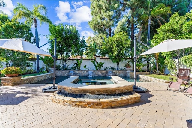 surrounding community with a patio and a fenced backyard