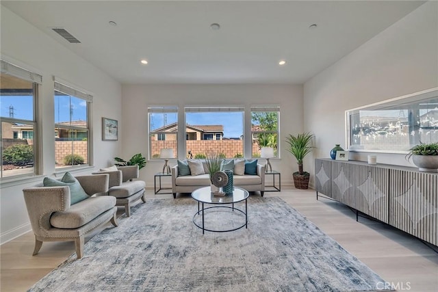 6014 Amora Dr, Chino Hills, CA 91709 - living room featuring visible vents, baseboards, recessed lighting, and wood finished floors