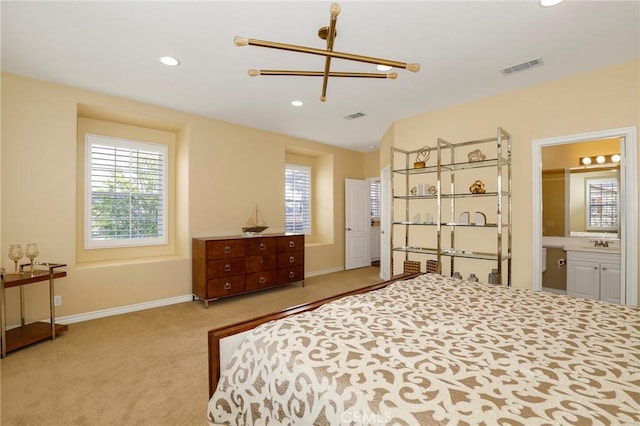 608 Chaparral Ct, Altadena, CA 91001 - carpeted bedroom with baseboards, multiple windows, recessed lighting, and visible vents