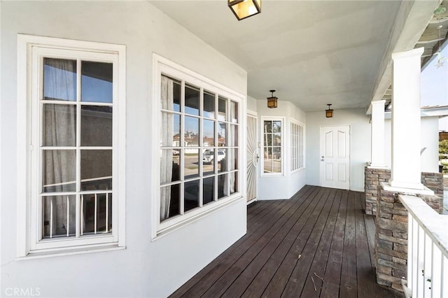 deck featuring covered porch
