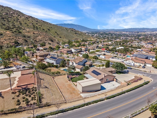 bird's eye view featuring a residential view and a mountain view