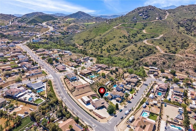 aerial view with a residential view and a mountain view