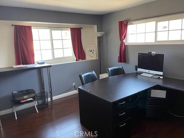 2842 Pietro Dr, Hacienda Heights, CA 91745 - home office with dark wood-style floors and baseboards