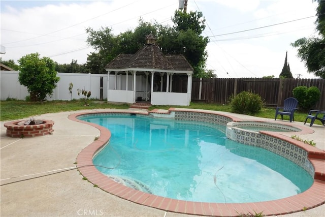 2842 Pietro Dr, Hacienda Heights, CA 91745 - view of swimming pool with an outdoor fire pit, a fenced backyard, and a patio