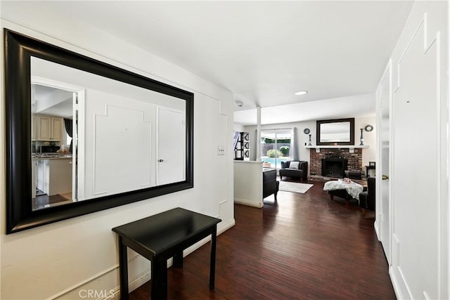 2842 Pietro Dr, Hacienda Heights, CA 91745 - hall with dark wood-type flooring and recessed lighting
