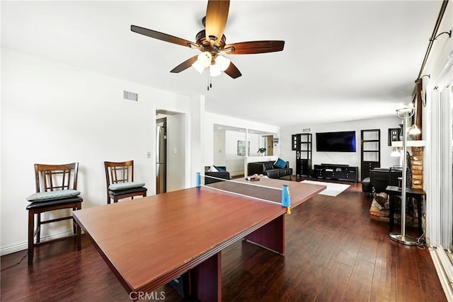 2842 Pietro Dr, Hacienda Heights, CA 91745 - dining area with a ceiling fan and dark wood-type flooring