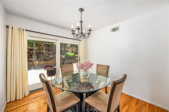 30993 Palo Alto Dr, Redlands, CA 92373 - dining room featuring a chandelier, light wood-type flooring, and baseboards