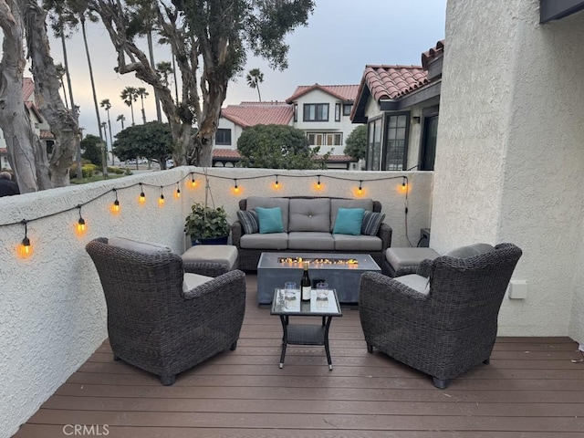 2244 Cannes Sq, Oxnard, CA 93035 - wooden deck with an outdoor living space with a fire pit