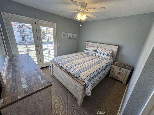 2244 Cannes Sq, Oxnard, CA 93035 - carpeted bedroom featuring access to exterior and a ceiling fan