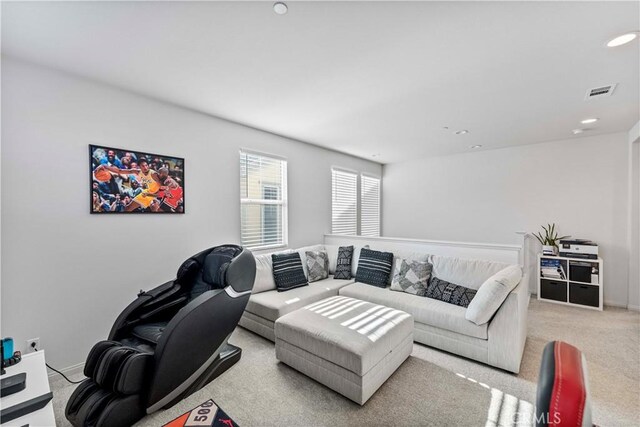 8794 Applewood St, Chino, CA 91708 - carpeted living area with recessed lighting, visible vents, and baseboards