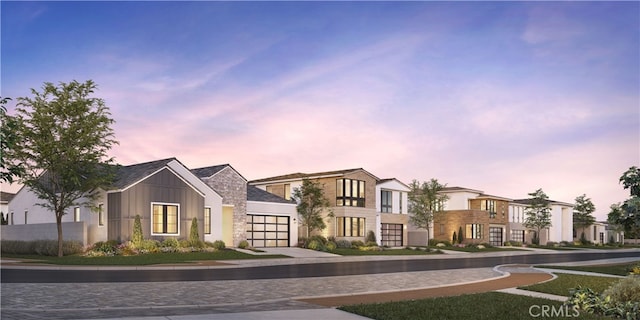 view of road featuring a residential view, sidewalks, and curbs
