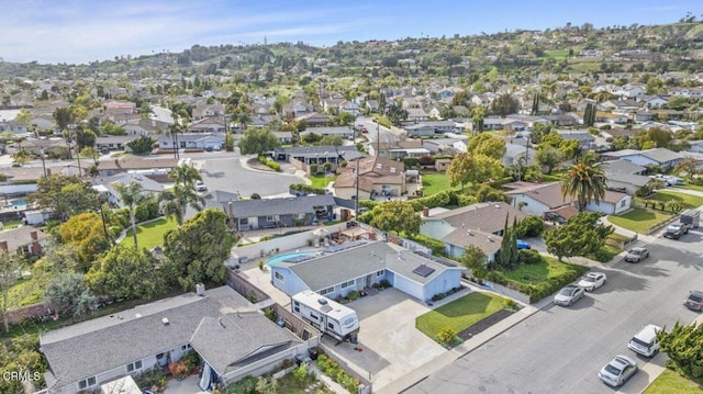 birds eye view of property with a residential view