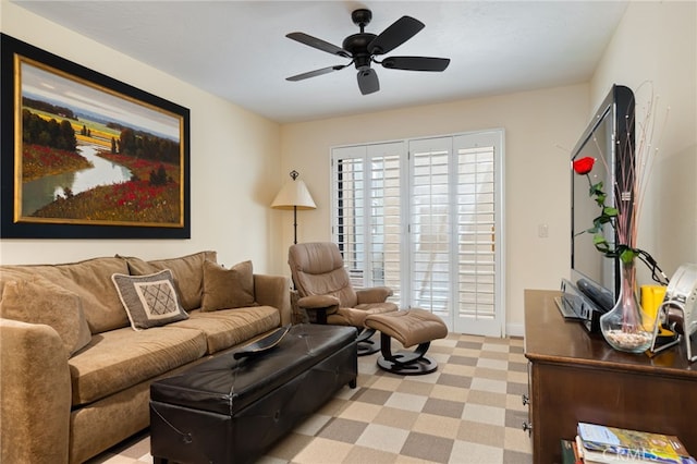 28 Lost River Dr, Palm Desert, CA 92211 - living room with a ceiling fan
