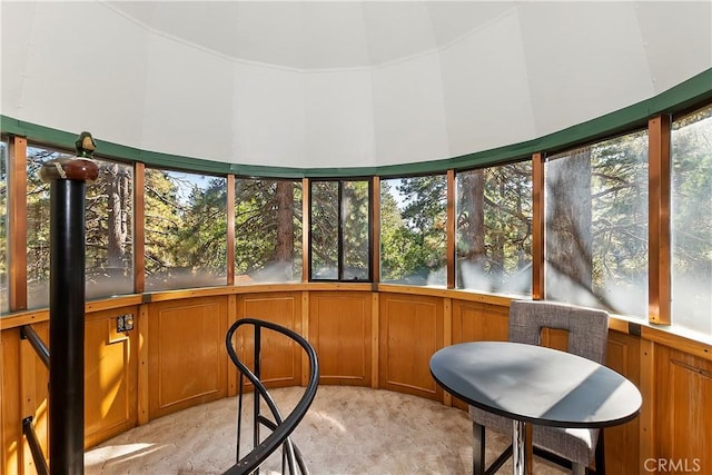 sunroom / solarium with wood walls