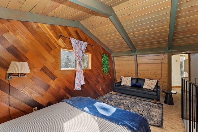 31867 Wagon Wheel Dr, Running Springs, CA 92382 - bedroom with wooden walls and wooden ceiling