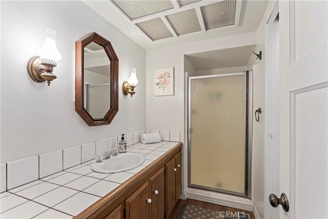 31867 Wagon Wheel Dr, Running Springs, CA 92382 - full bathroom with vanity and a shower stall