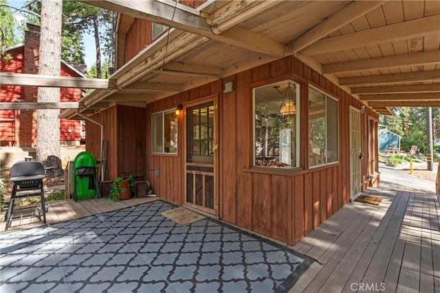 31867 Wagon Wheel Dr, Running Springs, CA 92382 - wooden deck featuring grilling area