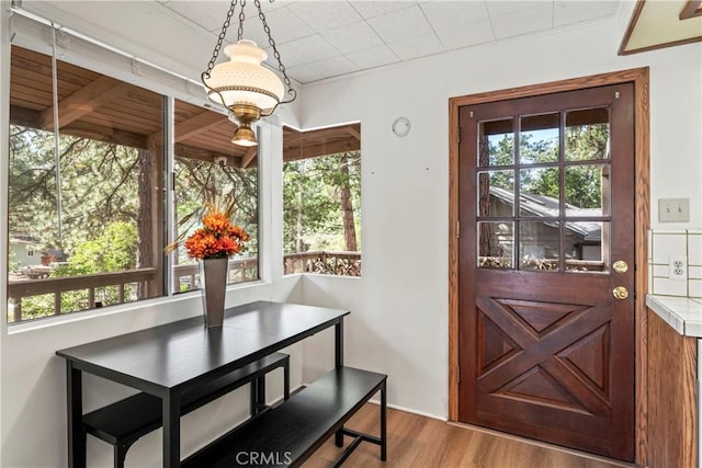31867 Wagon Wheel Dr, Running Springs, CA 92382 - dining space with wood finished floors