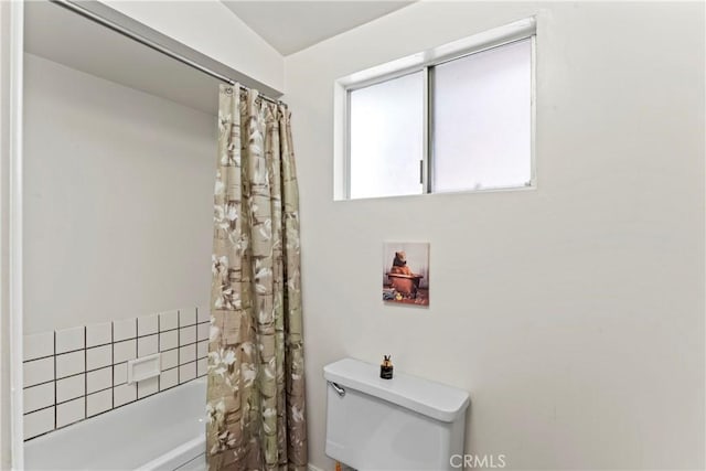 31867 Wagon Wheel Dr, Running Springs, CA 92382 - bathroom with toilet and shower / bath combo with shower curtain