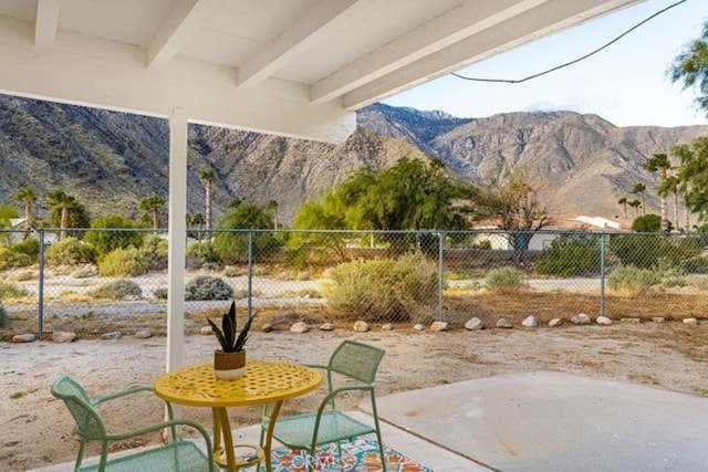 22495 Sierra Dr, Palm Springs, CA 92262 - view of patio / terrace featuring a mountain view and fence