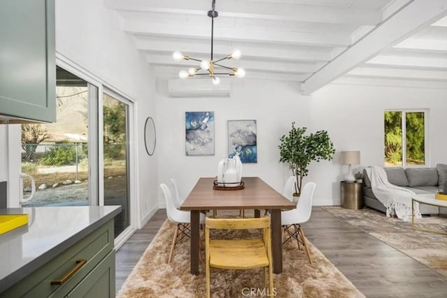 22495 Sierra Dr, Palm Springs, CA 92262 - dining area featuring beamed ceiling, a wealth of natural light, and wood finished floors