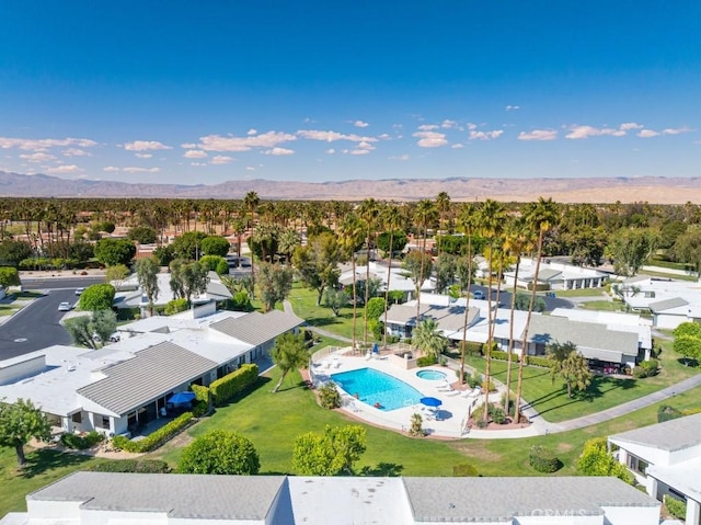 bird's eye view with a residential view and a mountain view