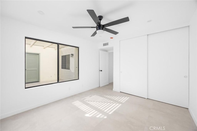 1910 Grand Bahama Dr E, Palm Springs, CA 92264 - unfurnished bedroom with a closet, carpet, and ceiling fan