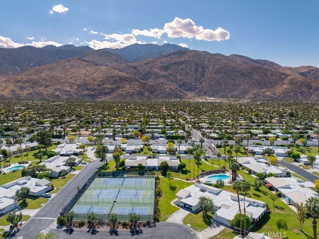 aerial view with a residential view and a mountain view