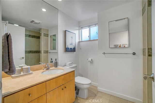 5084 Llano Dr, Woodland Hills, CA 91364 - full bathroom featuring toilet, tile patterned floors, vanity, recessed lighting, and baseboards