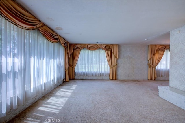 unfurnished living room with carpet floors