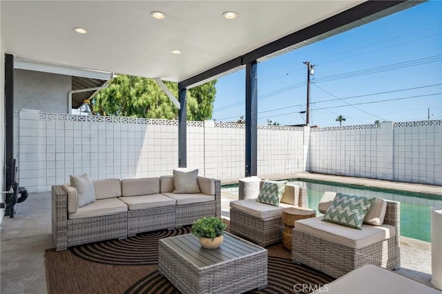 3130 E Craig Dr, Orange, CA 92869 - view of patio with outdoor lounge area and a fenced backyard