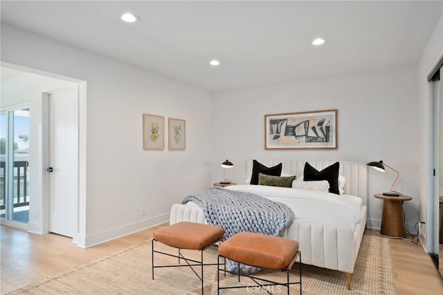 3130 E Craig Dr, Orange, CA 92869 - bedroom featuring light wood-style floors, access to outside, baseboards, and recessed lighting