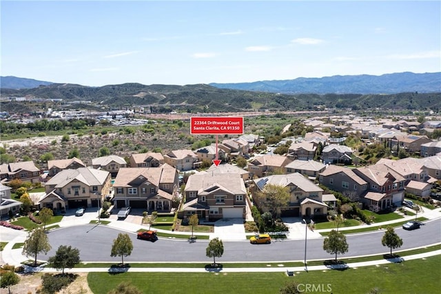 22364 Driftwood Ct, Saugus, CA 91350 - aerial view featuring a mountain view and a residential view