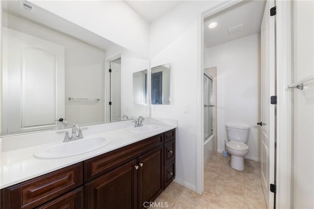 22364 Driftwood Ct, Saugus, CA 91350 - bathroom featuring double vanity, visible vents, a sink, and toilet