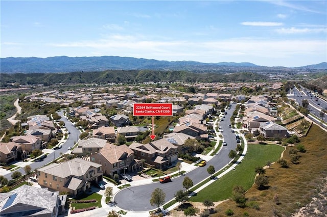 22364 Driftwood Ct, Saugus, CA 91350 - birds eye view of property with a residential view and a mountain view
