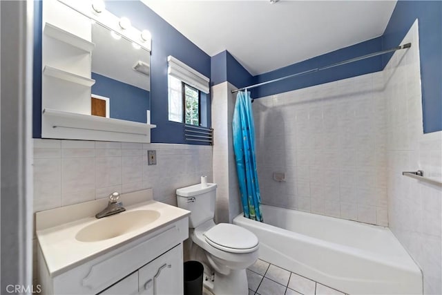 3580 Griffin Ave, Los Angeles, CA 90031 - full bath featuring tile walls, toilet, shower / tub combo, tile patterned floors, and vanity