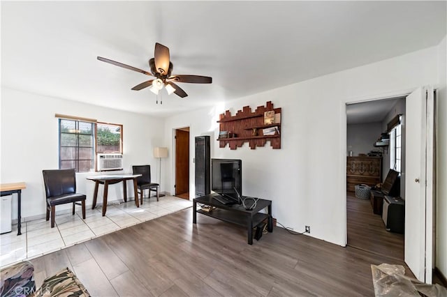 3580 Griffin Ave, Los Angeles, CA 90031 - living area with ceiling fan, wood finished floors, and cooling unit