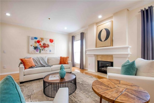 12011 Goshen Ave Unit 203, Los Angeles, CA 90049 - living area featuring recessed lighting, baseboards, and wood finished floors
