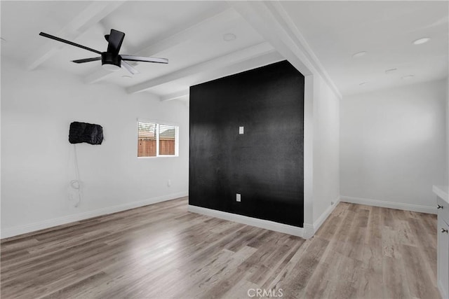 17637 Sultana St, Hesperia, CA 92345 - unfurnished room with beamed ceiling, baseboards, and light wood finished floors