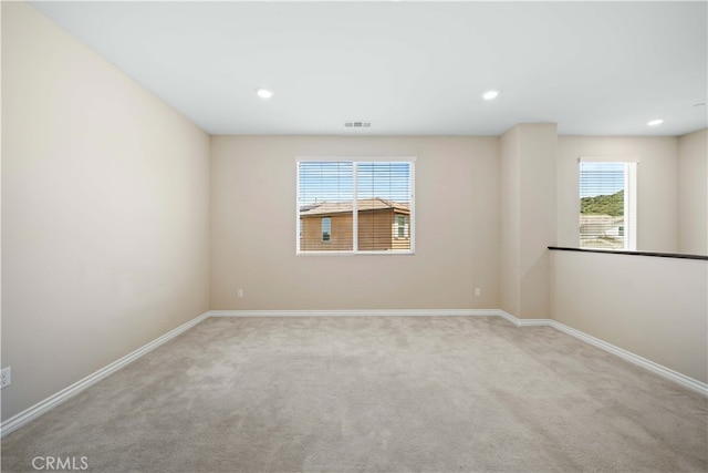 33830 Edge Ln, Temecula, CA 92592 - carpeted spare room with baseboards, visible vents, and recessed lighting