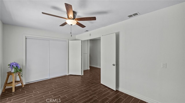 10069 Hershey Way, Riverside, CA 92503 - unfurnished bedroom featuring dark wood-style flooring, a closet, and ceiling fan