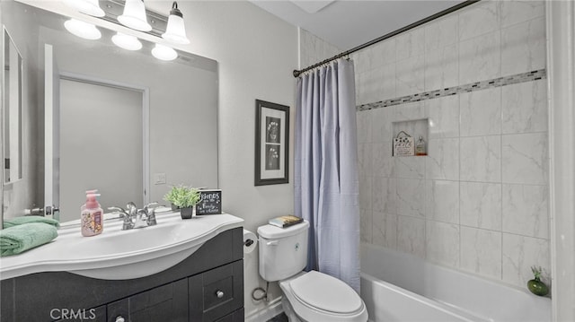 10069 Hershey Way, Riverside, CA 92503 - full bathroom featuring vanity and shower / bathtub combination with curtain