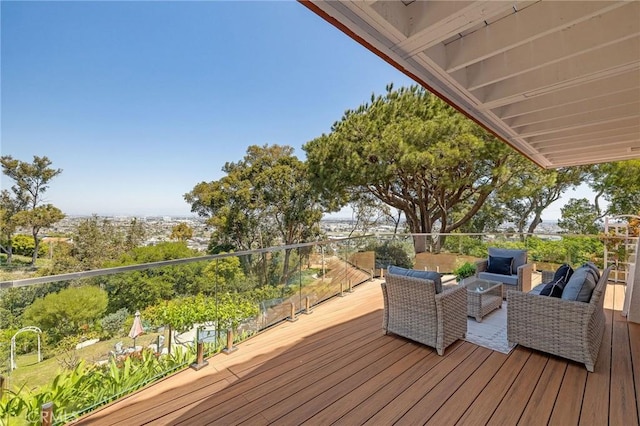 deck featuring an outdoor living space