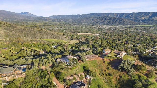 1417 Foothill Rd, Ojai, CA 93023 - aerial view of property and surrounding area with a mountain backdrop and a forest