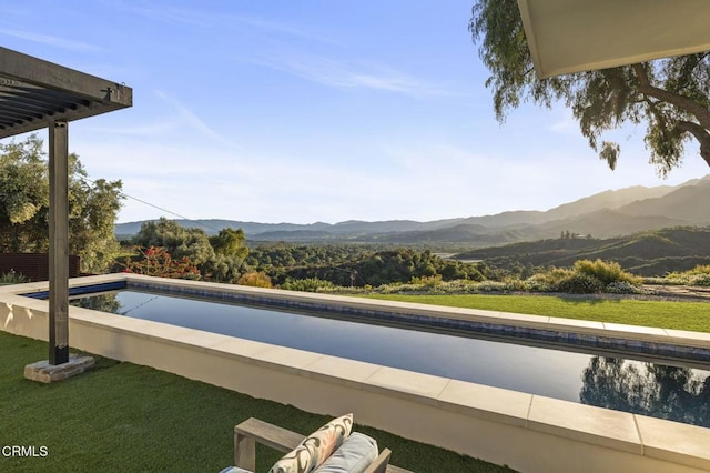 1417 Foothill Rd, Ojai, CA 93023 - outdoor pool with a mountain view and a yard
