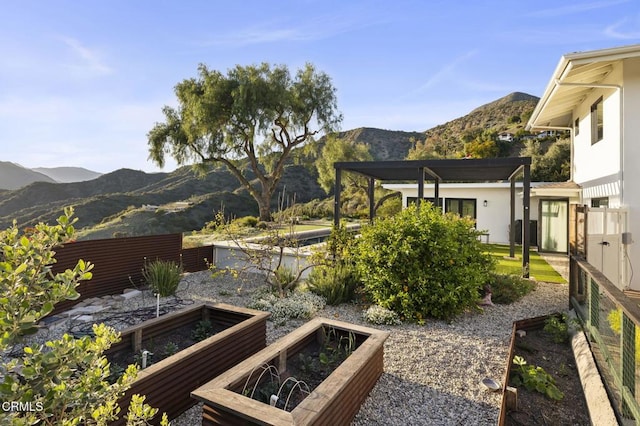 1417 Foothill Rd, Ojai, CA 93023 - view of yard featuring a mountain view and a vegetable garden