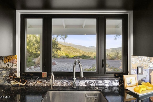 1417 Foothill Rd, Ojai, CA 93023 - kitchen view of a sink and dark stone countertops
