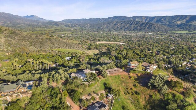 1417 Foothill Rd, Ojai, CA 93023 - aerial view of property's location featuring a mountainous background and a heavily wooded area