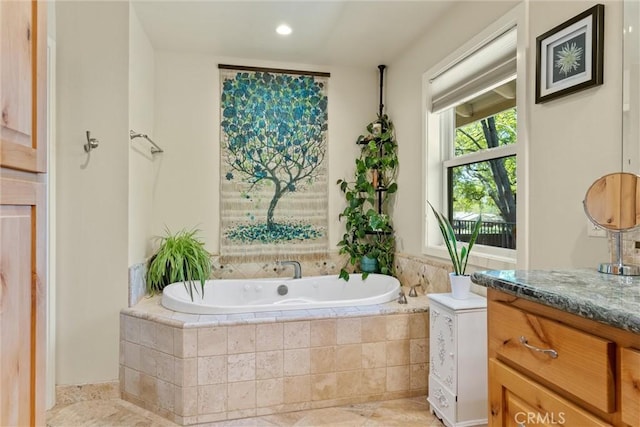 15 Quadra Ct, Chico, CA 95928 - full bath featuring a bath, vanity, and recessed lighting