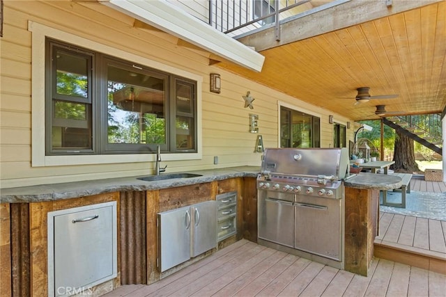 15 Quadra Ct, Chico, CA 95928 - wooden terrace featuring ceiling fan and area for grilling